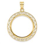 Wideband Distinguished Coin Jewelry 14k Polished Fancy Wire 22.0mm Prong Coin Bezel Pendant - Image 3
