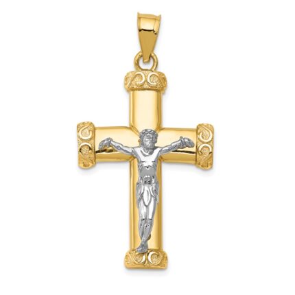 14k Two-tone Crucifix Pendant