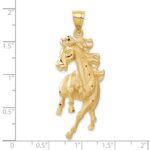 14k Large Satin Diamond-cut Horse Pendant - Image 5