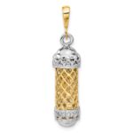 14K Two-Tone 3-D Mezuzah with Shin Charm - Image 3