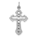 14k White Gold Fleur de Lis Cross Charm