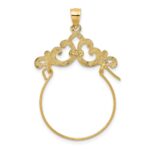 14K Fleur de Lis Scroll Framed Charm Holder Pendant - Image 3
