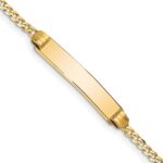 14k Polished Solid Chain/Solid Plate Curb Link 25x5mm Plate 7 inch ID Bracelet