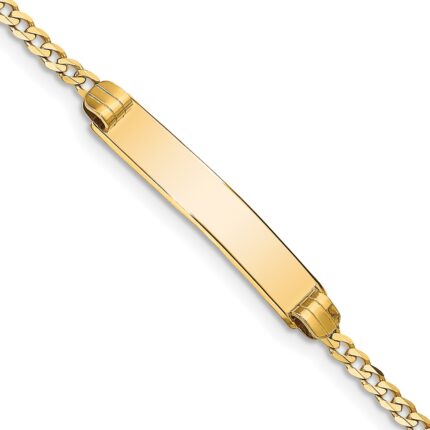 14k Polished Solid Chain/Solid Plate Curb Link 25x5mm Plate 7 inch ID Bracelet