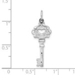 14k White Gold Diamond-cut Heart Key Charm - Image 3