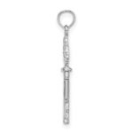 14K White Gold 3-D Hearts Key Charm - Image 2