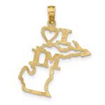 14k Solid I HEART MI Michigan State Pendant - Image 3