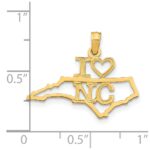 14k Solid I HEART NC North Carolina State Pendant - Image 4