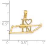 14k Solid I HEART TN Tennessee State Pendant - Image 4