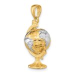 14K and White Rhodium 3-D Moveable Globe Pendant - Image 5