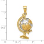 14K and White Rhodium 3-D Moveable Globe Pendant - Image 3