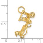 14k Solid Polished 3-D Horse and Carriage with Moveable Wheels Charm - Image 3