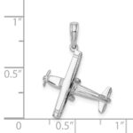 14K White Gold 3-D High Wing Airplane Charm - Image 3