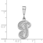14KW White Gold Solid Polished Script Filigree Letter G Initial Pendant - Image 3