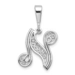 10KW Filigree Initial N Pendant