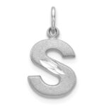 14KW Satin Diamond-cut Letter S Initial Charm