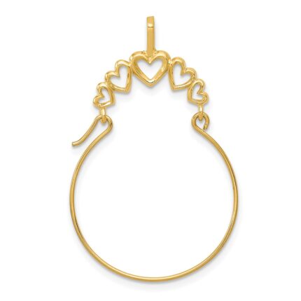 14k Polished 5-Heart Charm Holder Pendant
