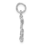 14K White Gold Solid Satin Diamond-Cut 3-D Anchor with Rope Charm - Image 2