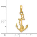 14K Solid Polished 3-D Anchor with Rope Pendant - Image 4