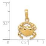 14k Solid Polished Open-Backed Crab Pendant - Image 3