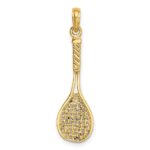 14K Solid Polished 3-D Tennis Racquet Charm