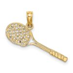 14K Solid Polished 3-D Tennis Racquet Charm - Image 4
