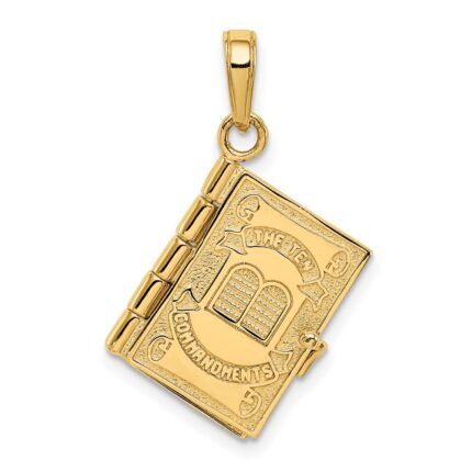 14K 3-D THE TEN COMMANDMENTS Book with Moveable Pages Pendant
