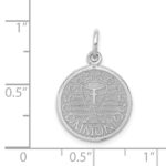 14k White Gold Satin and Polished COMMUNION Round Disc Charm - Image 3