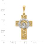14k Two-tone Claddagh Cross Pendant - Image 3
