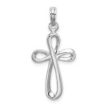 14k White Gold Polished Ribbon Cross Pendant - Image 3