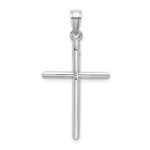 14k White Gold Polished Tube Cross Pendant - Image 3