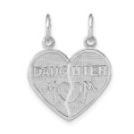 14k White Gold DAUGHTER-MOM 2-Piece Break-apart Heart Charm