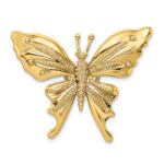 14k Polished and Beaded Butterfly Omega Slide