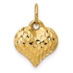 14K Polished and Textured 3-D Puffed Heart Pendant