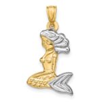 14K with White Rhodium 3-D Mermaid Pendant - Image 3