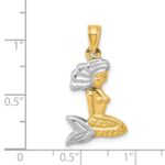 14K with White Rhodium 3-D Mermaid Pendant - Image 4