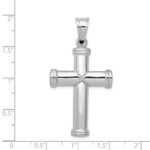 14k White Gold Hollow Cross Pendant - Image 3