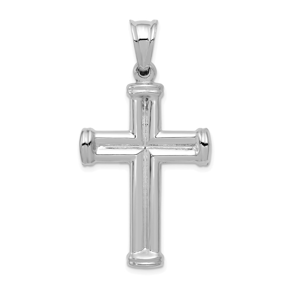 D3209.jpg 14k White Gold Hollow Cross Pendant - Image 1