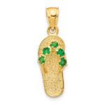 14k 3-D May/Green CZ Birthstone Flip Flop Pendant