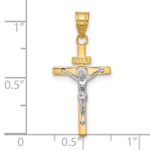 14K Two-tone INRI Crucifix Pendant - Image 4