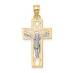 14K Two-tone Crucifix Pendant