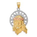 14K Tri-color Diamond-cut Christ Charm