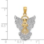 14k and White Rhodium Filigree Angel Pendant - Image 3