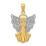 14k and White Rhodium Filigree Angel Pendant