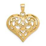 14K Polished 3-D Filigree Puffed Heart Pendant - Image 3