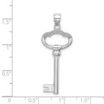 14K White Gold 3D KEY TO MY HEART Key Charm - Image 4