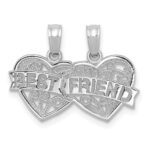 14K White Gold BEST FRIEND 2-Piece Break-apart Double Hearts Pendant