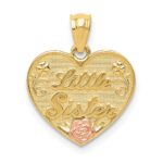 14k Two-tone LITTLE SISTER Heart Pendant