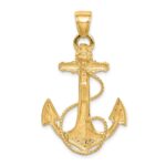 14K Large 2-D Anchor with Rope Pendant - Image 4