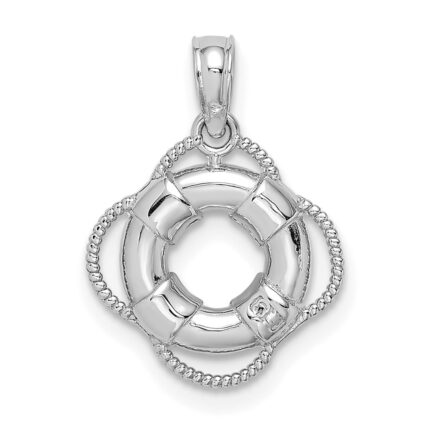 14K White Gold 3-D Life Preserver Pendant